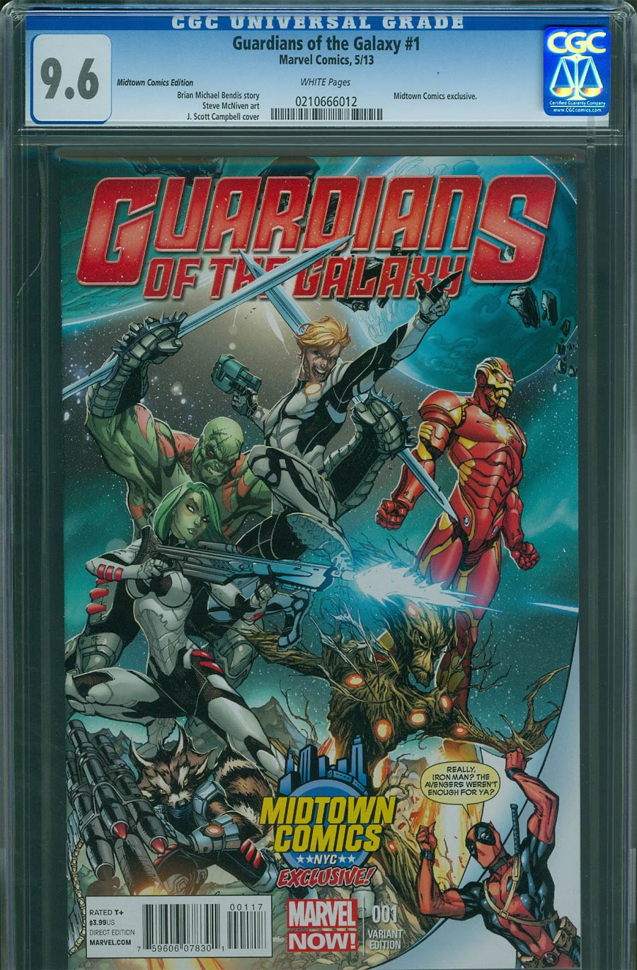 Guardians Of The Galaxy Vol 3 #1 Cover J Midtown Exclusive J Scott Campbell Deadpool Variant Cover CGC 9.6