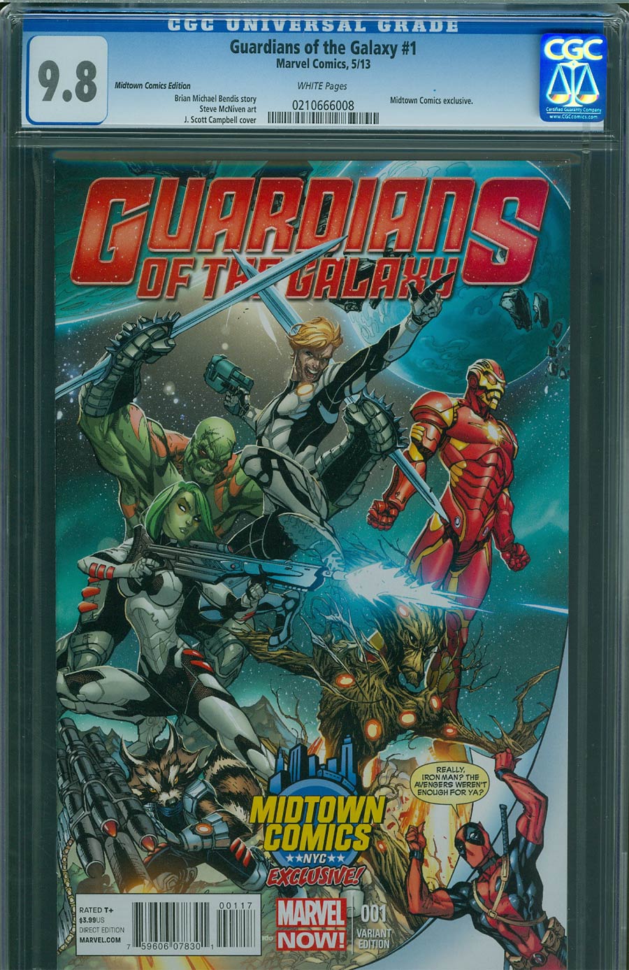 Guardians Of The Galaxy Vol 3 #1 Cover K Midtown Exclusive J Scott Campbell Deadpool Variant Cover CGC 9.8