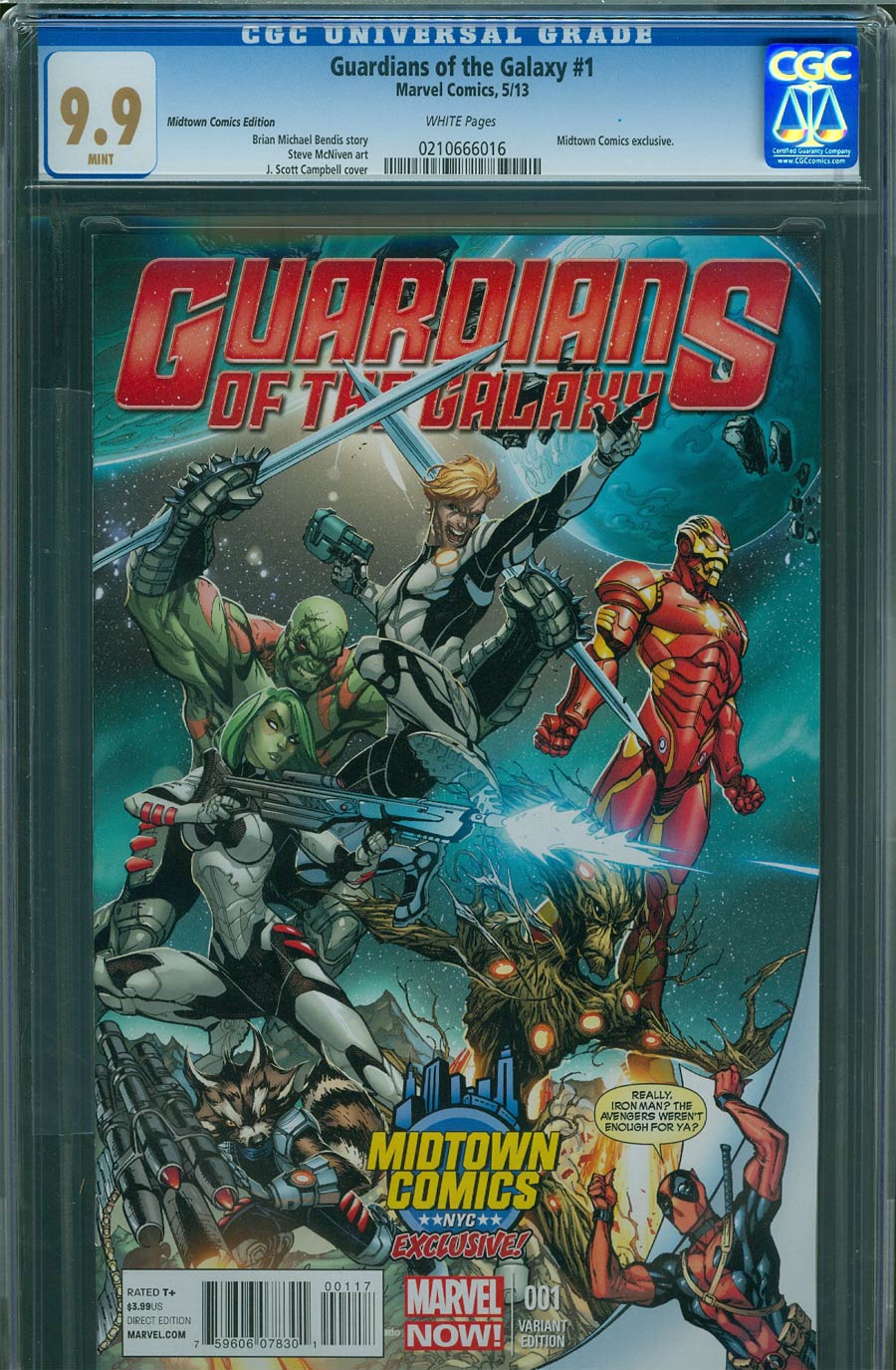 Guardians Of The Galaxy Vol 3 #1 Cover L Midtown Exclusive J Scott Campbell Deadpool Variant Cover CGC 9.9