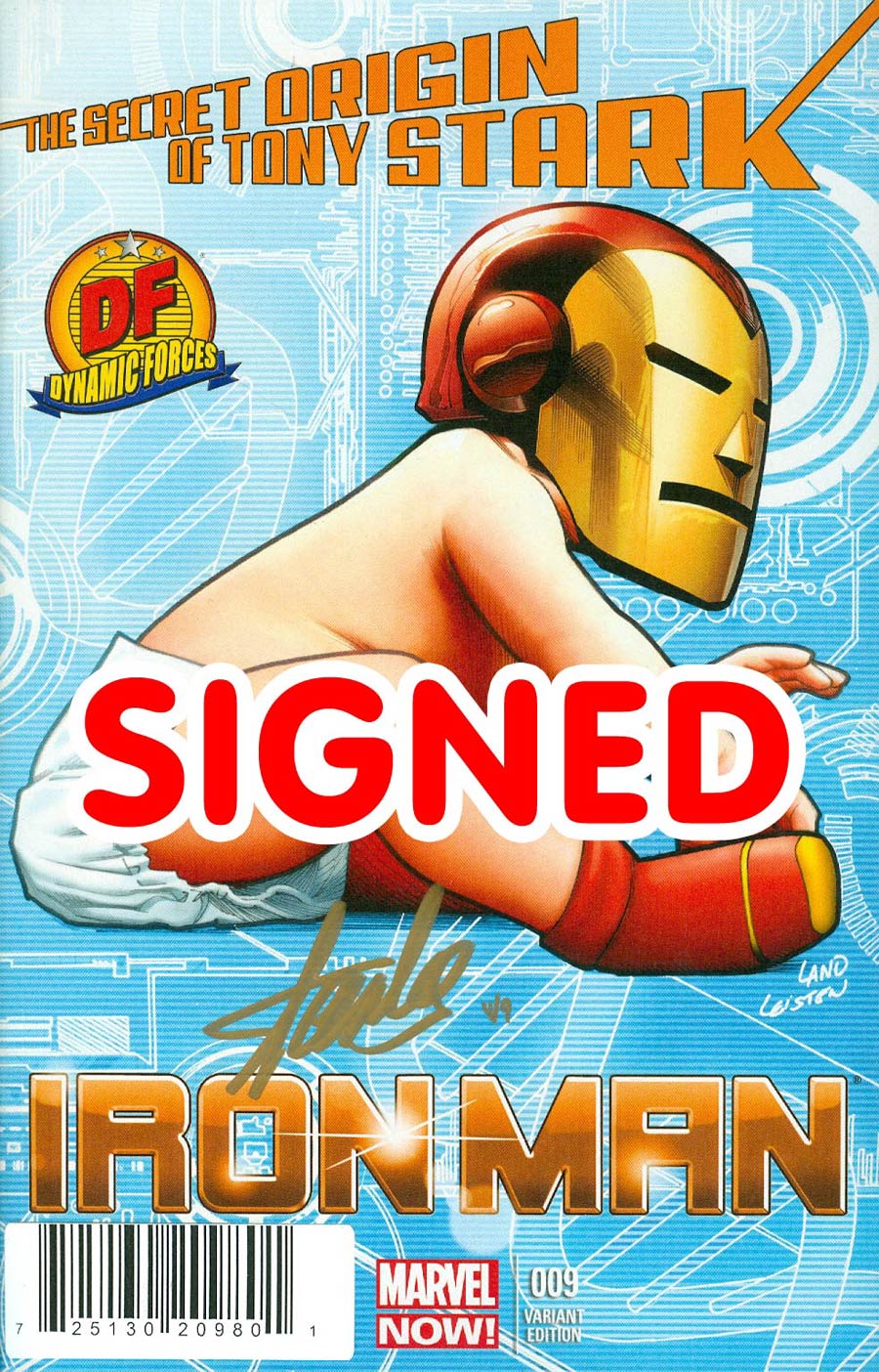 Iron Man Vol 5 #9 Cover L DF Gold Signature Series Signed By Stan Lee
