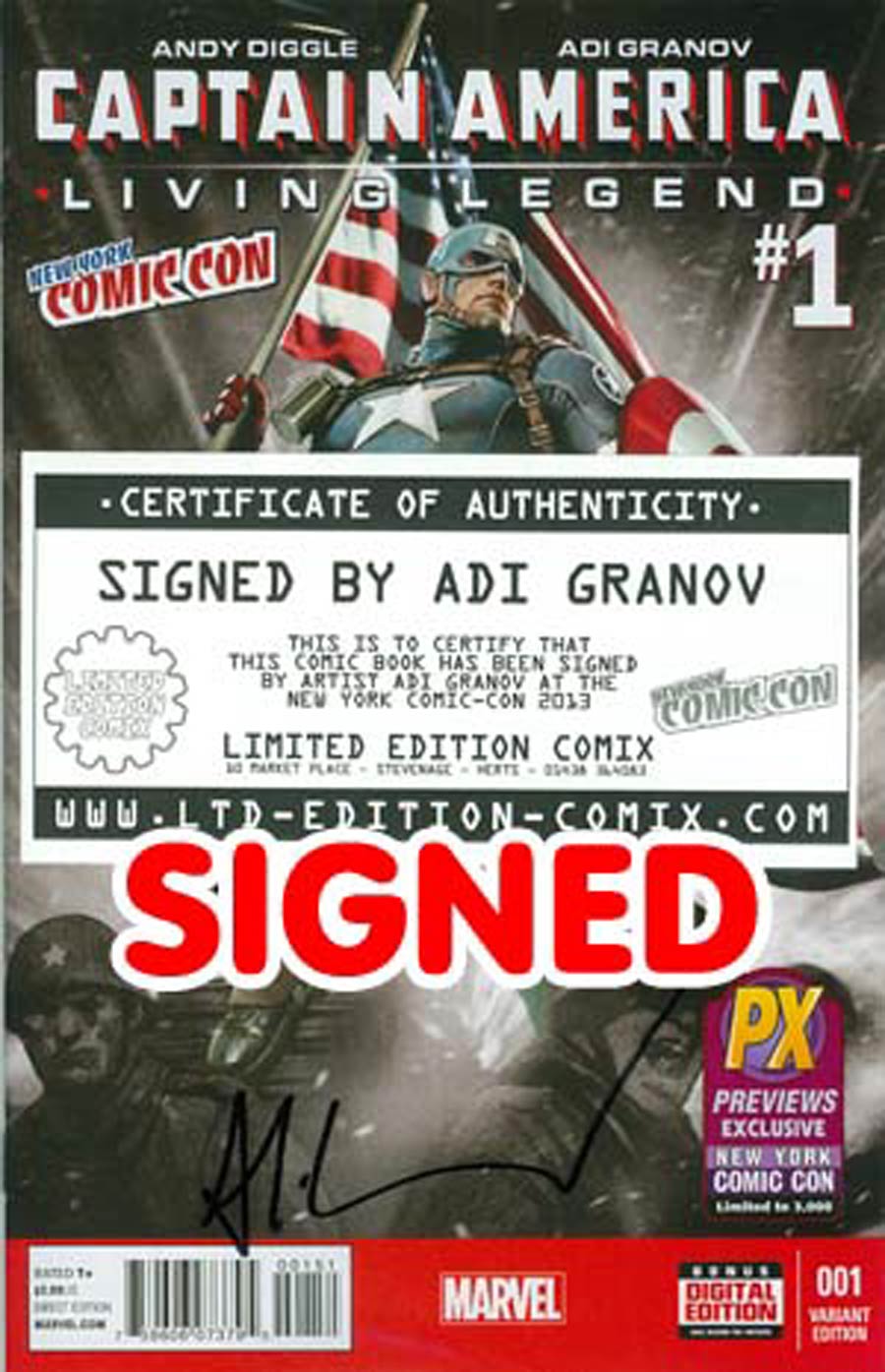 Captain America Living Legend #1 Cover E NYCC Previews Exclusive Adi Granov Cover Signed By Adi Granov