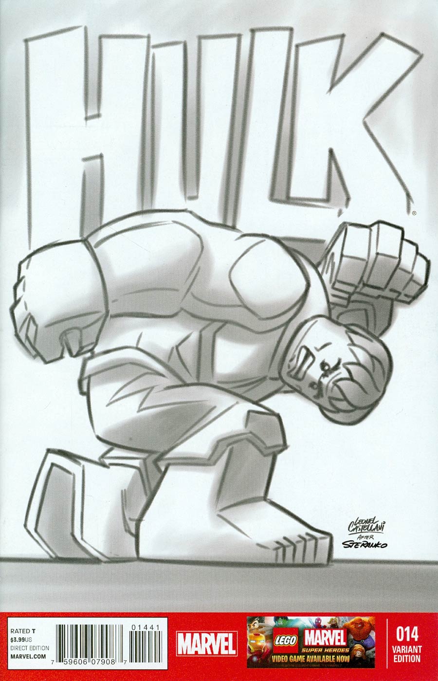 Indestructible Hulk #14 Cover D Incentive Leonel Castellani Lego Sketch Variant Cover