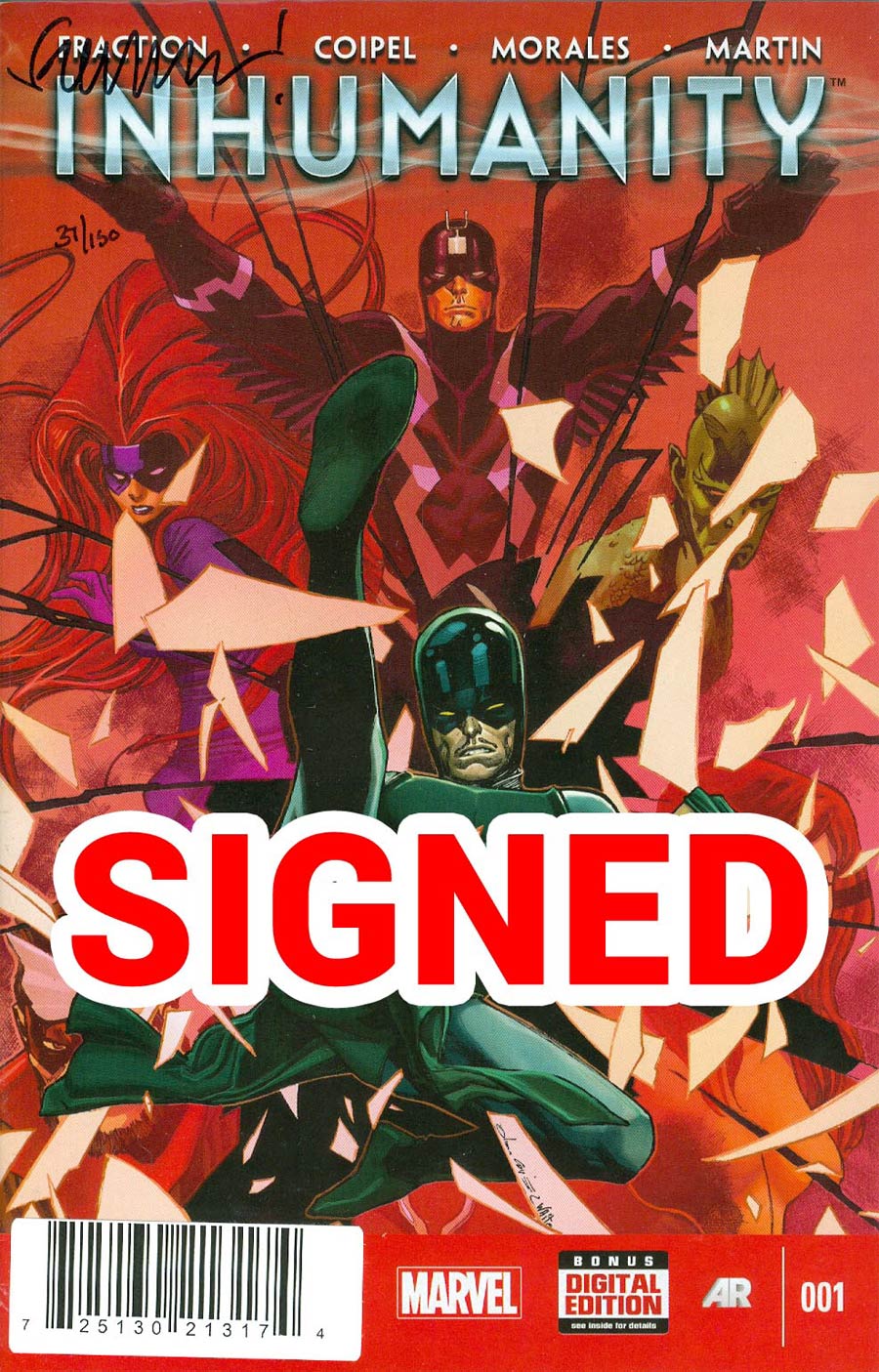 Inhumanity #1 Cover D DF Signed By Matt Fraction