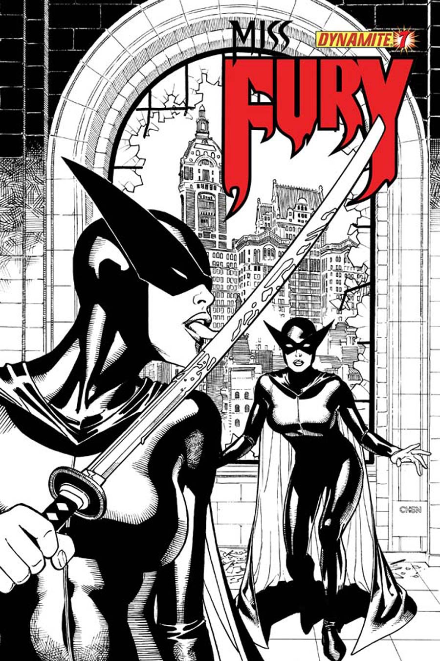 Miss Fury Vol 2 #7 Cover G Incentive Sean Chen Black & White Cover