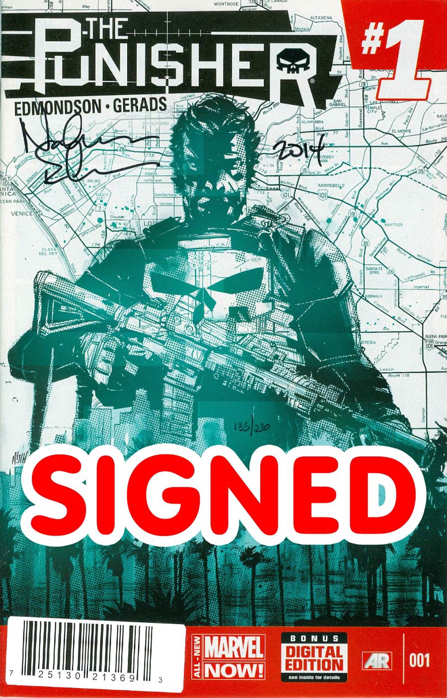 Punisher Vol 9 #1 Cover F DF Signed By Nathan Edmondson