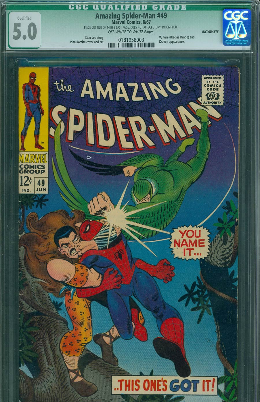Amazing Spider-Man #49 Cover B CGC 5.0 Qualified