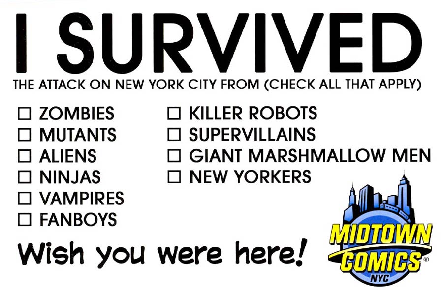 Midtown Comics Postcard - I Survived NYC