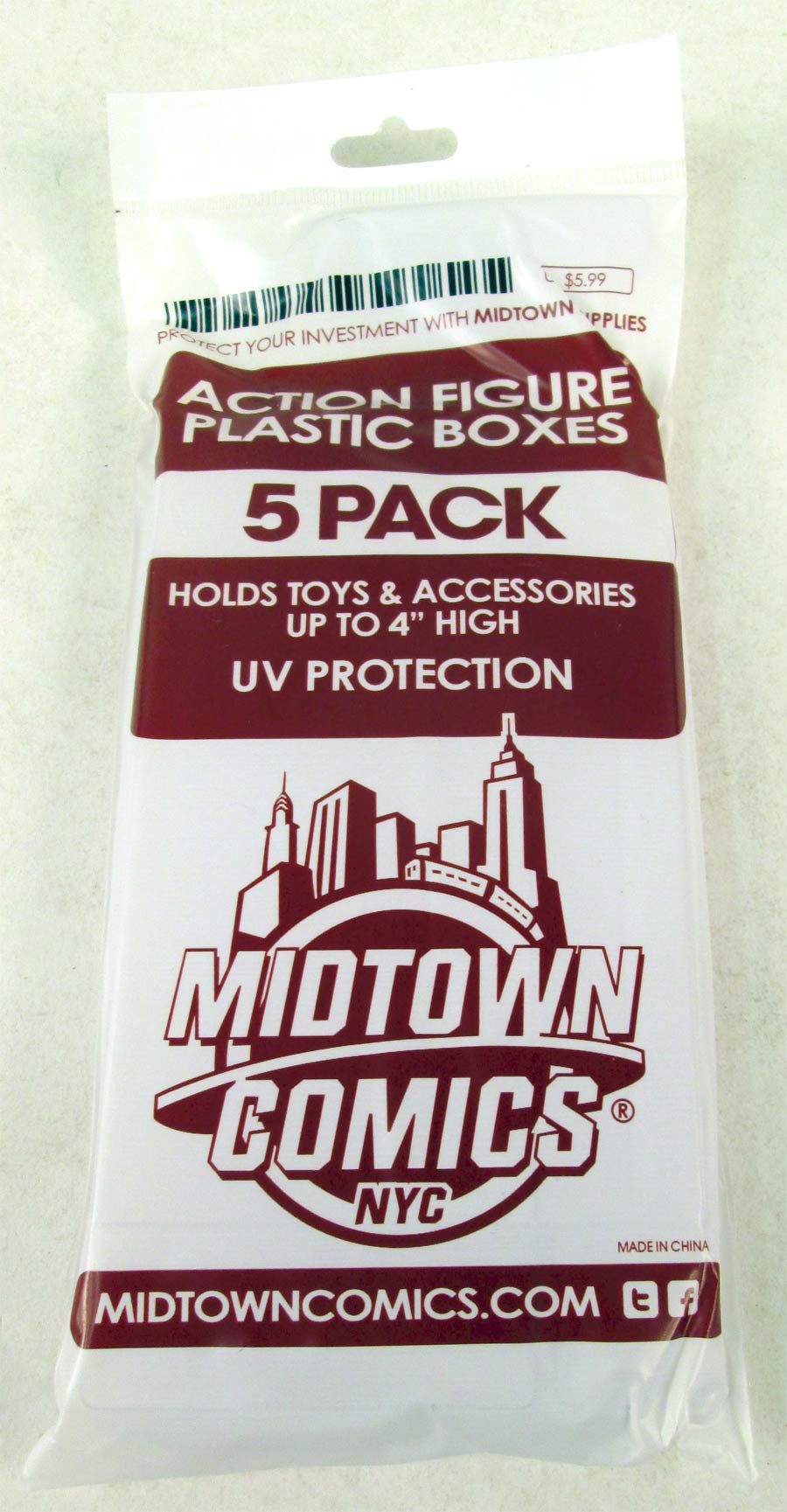 Midtown Comics Action Figure Acrylic Boxes 5-Pack Small