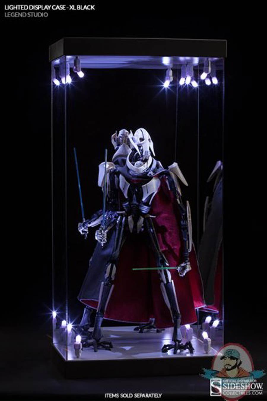 Lighted Display Case Black Border X-Large Size 1/4 Scale Figure Display