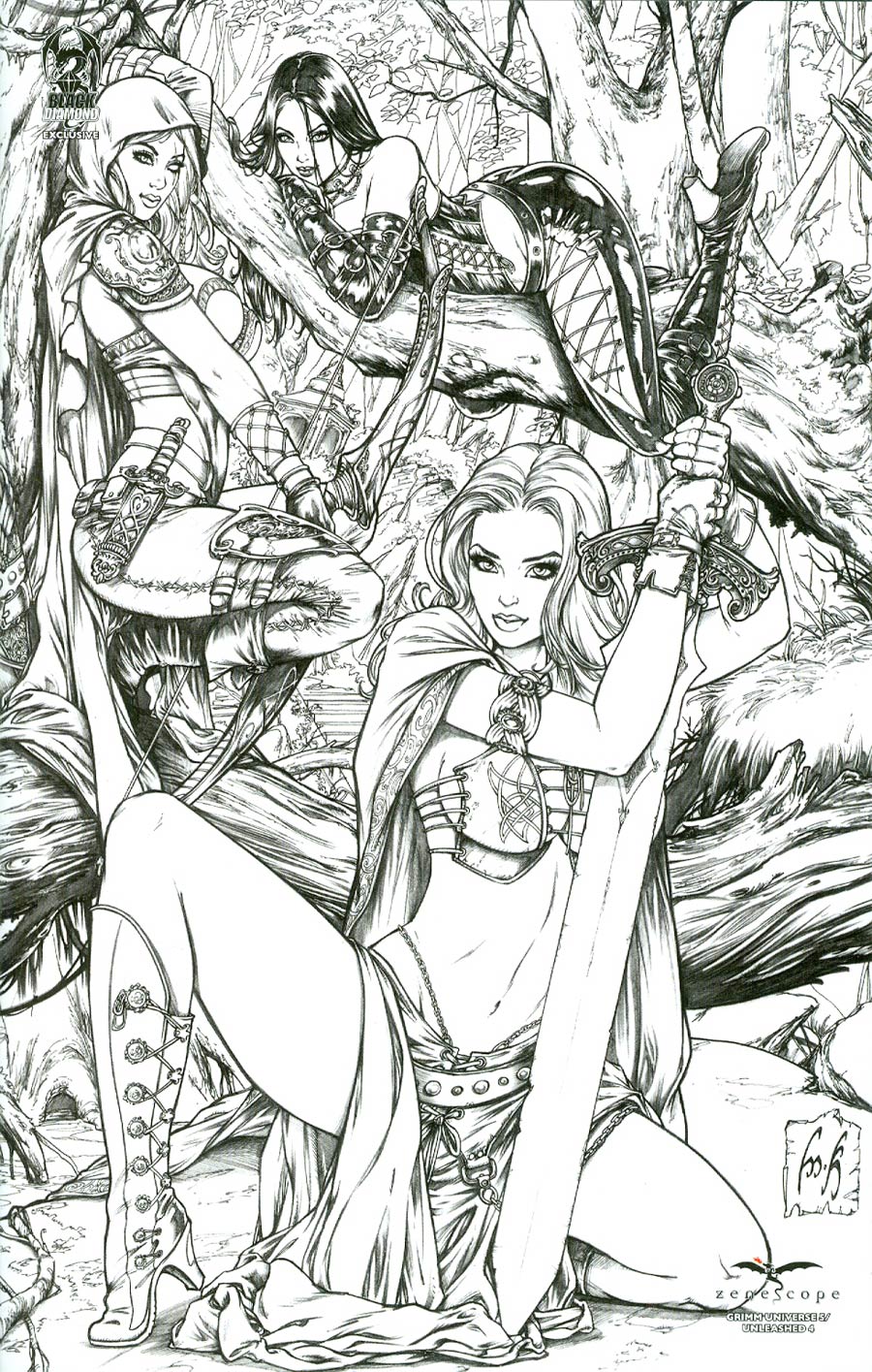 Grimm Universe #5 Cover E Black Diamond Exclusive Mike Krome Sketch Variant Cover (Unleashed Part 4)