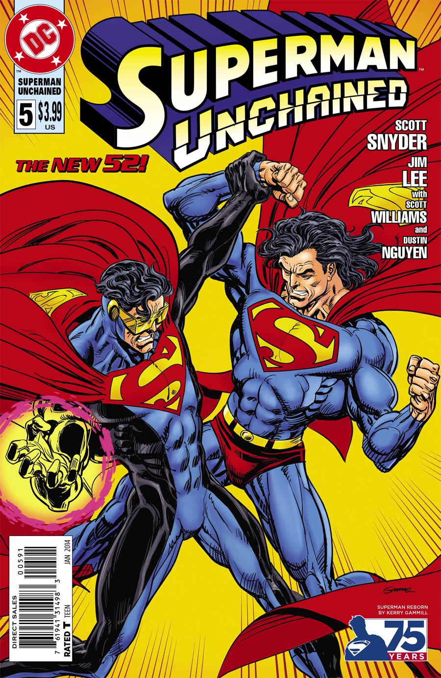Superman Unchained #5 Cover J Incentive 75th Anniversary Superman Reborn Variant Cover By Kerry Gammill