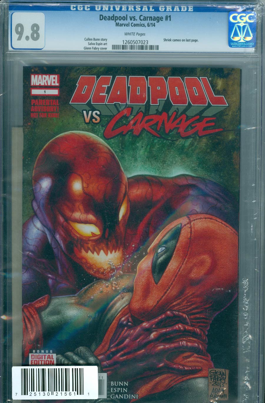 Deadpool vs Carnage #1 Cover D DF CGC 9.8