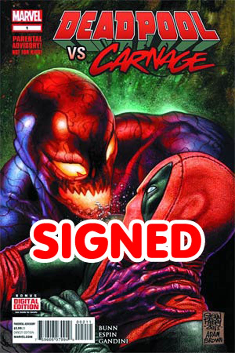 Deadpool vs Carnage #1 Cover C DF Signed By Cullen Bunn
