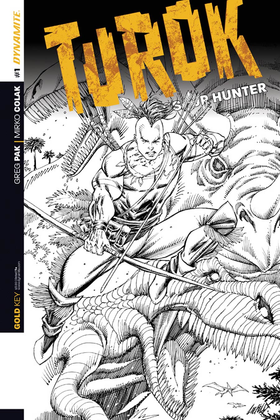 Turok Dinosaur Hunter Vol 2 #1 Cover P Incentive Rob Liefeld Black & White Cover