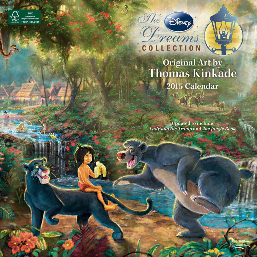 Disney Dreams Collection By Thomas Kinkade 2015 12x12-inch Wall Calendar
