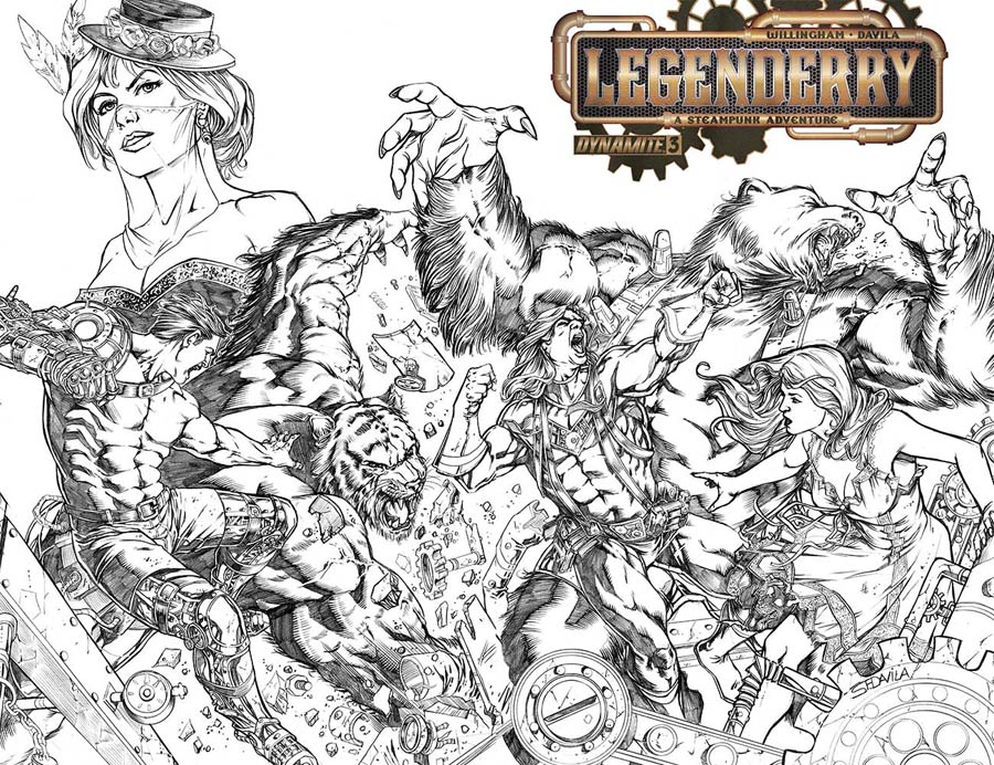Legenderry A Steampunk Adventure #3 Cover F Incentive Sergio Fernandez Davila Black & White Wraparound Variant Cover