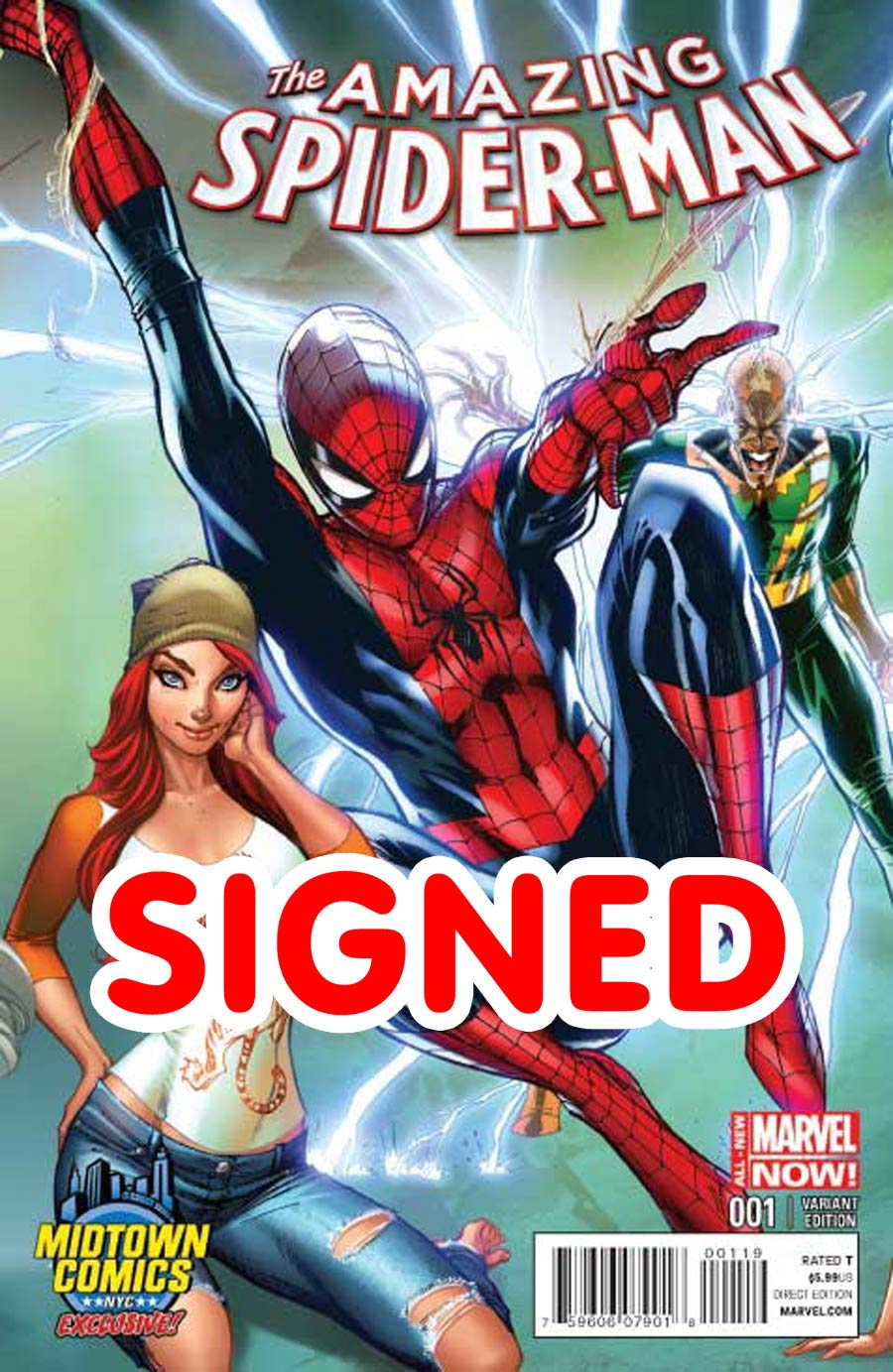 Amazing Spider-Man Vol 3 #1 Cover X Midtown Exclusive J Scott Campbell Connecting Color Variant Cover Signed By Dan Slott