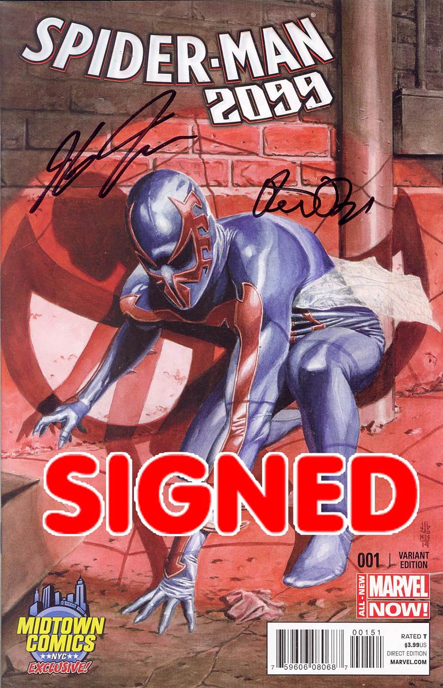 Spider-Man 2099 Vol 2 #1 Cover H Midtown Exclusive JG Jones Variant Cover Signed By Peter David & JG Jones