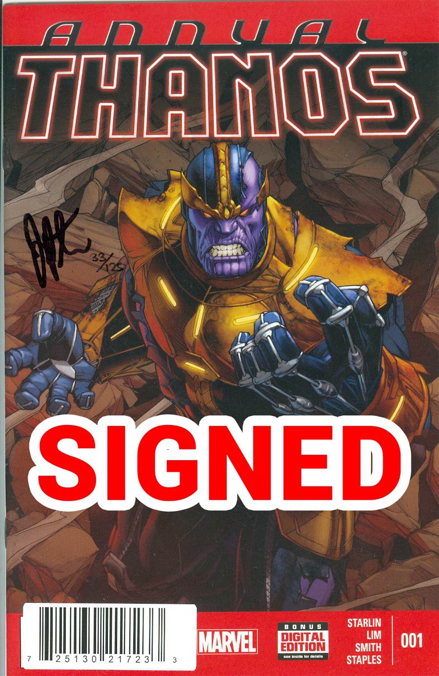 Thanos Annual #1 Cover D DF Signed By Jim Starlin
