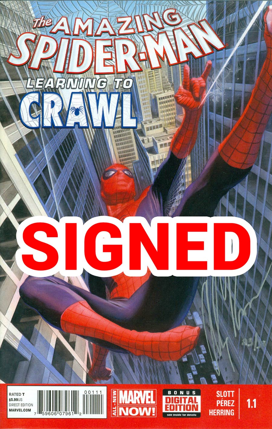 Amazing Spider-Man Vol 3 #1.1 Cover G DF Silver Signature Series Signed By Alex Ross