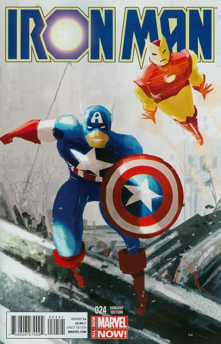 Iron Man Vol 5 #24 Cover B Incentive Captain America Team-Up Variant Cover