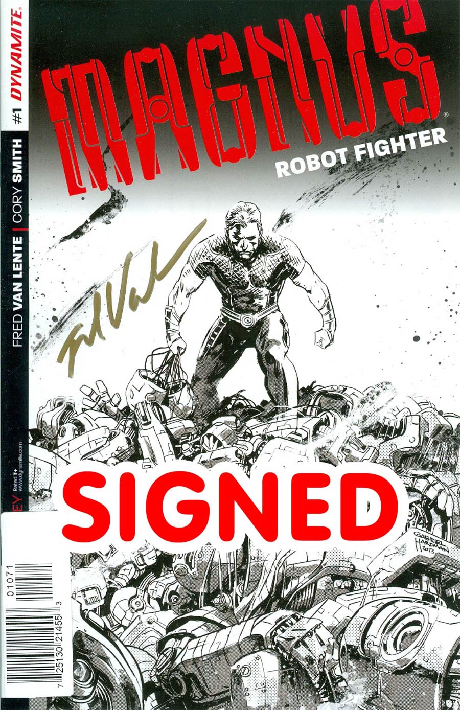 Magnus Robot Fighter Vol 4 #1 Cover M Incentive Gabriel Hardman Pure Line Art Gold Signature Signed By Fred Van Lente