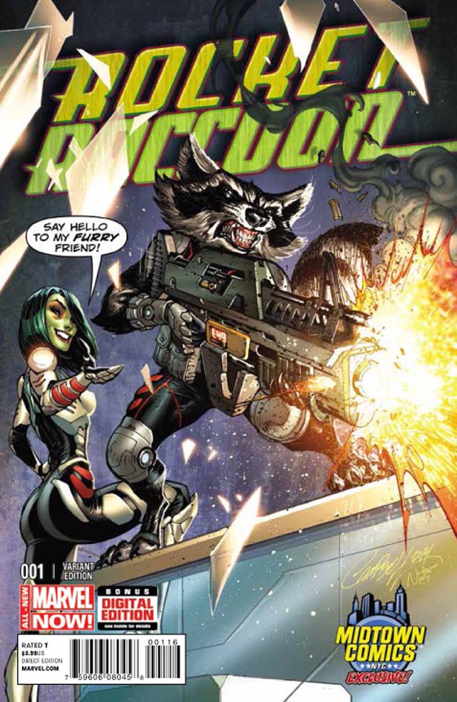 Rocket Raccoon Vol 2 #1 Cover B Midtown Exclusive J Scott Campbell Color Variant Cover