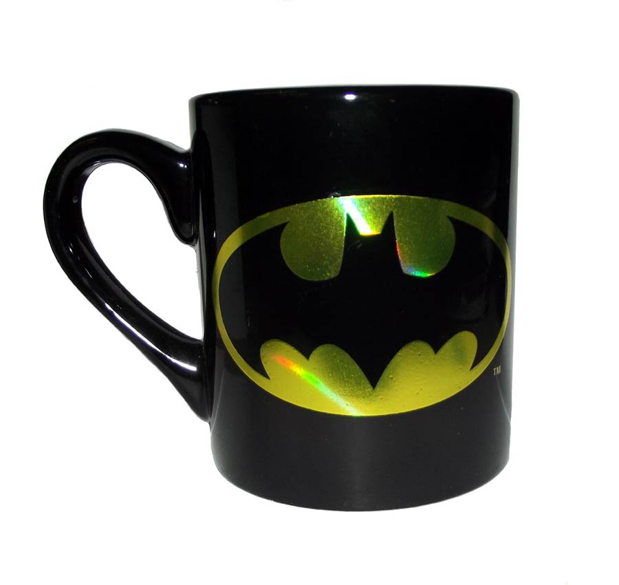 DC Comics 14-ounce Ceramic Mug Laser Print - Batman Yellow Symbol Black