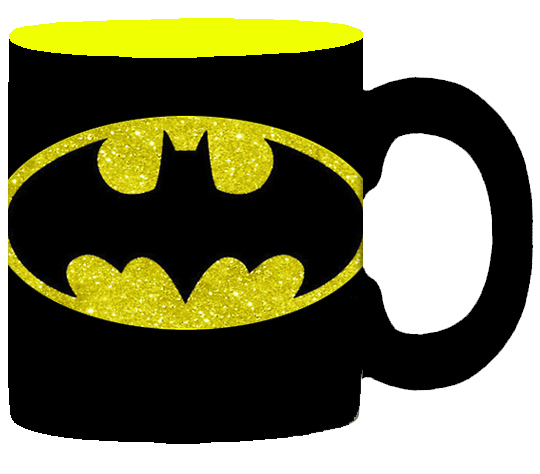 DC Comics 14-ounce Glitter Ceramic Mug - Batman Yellow Symbol On Black