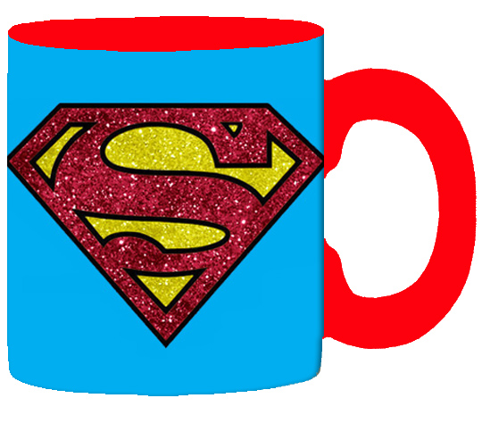 DC Comics 14-ounce Glitter Ceramic Mug - Superman Symbol On Blue