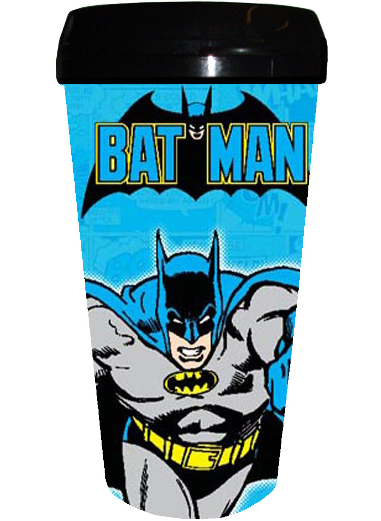 DC Comics 16-ounce Plastic Travel Mug - Batman Action Character With Logo