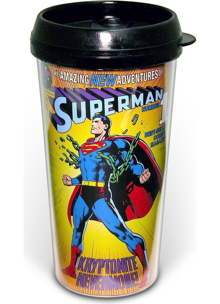 DC Comics 16-ounce Plastic Travel Mug - Superman #233 Breaking Chains Kryptonite Nevermore