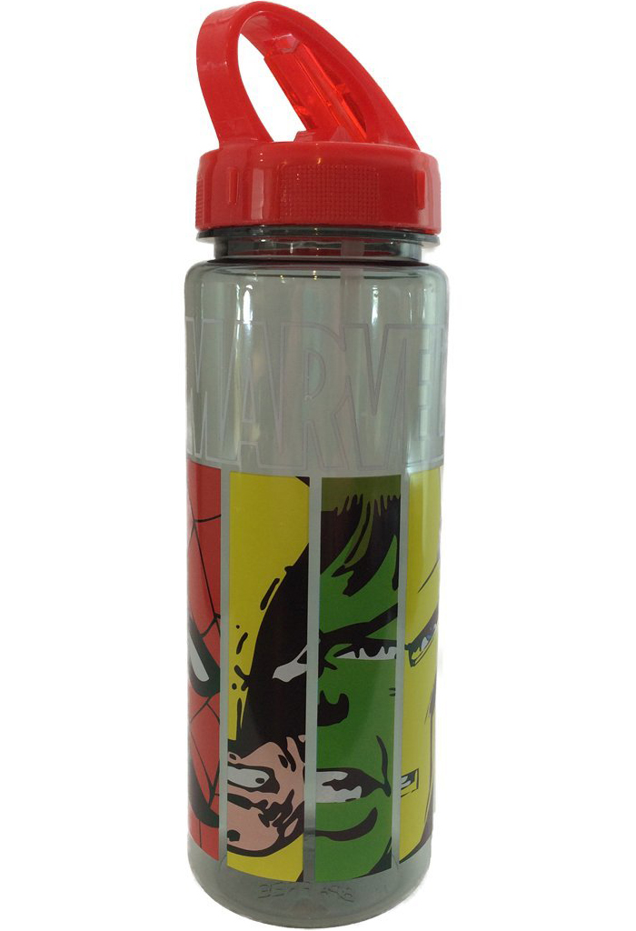 Marvel Comics 20-ounce (600 ml) Tritan Water Bottle - Spider-Man Wolverine Hulk Panels