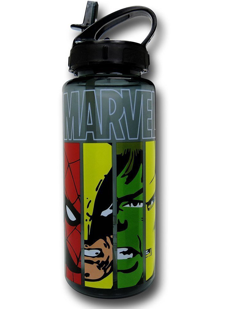 Marvel Comics 25-ounce (750ml) Tritan Water Bottle - Spider-Man Wolverine Hulk Panels