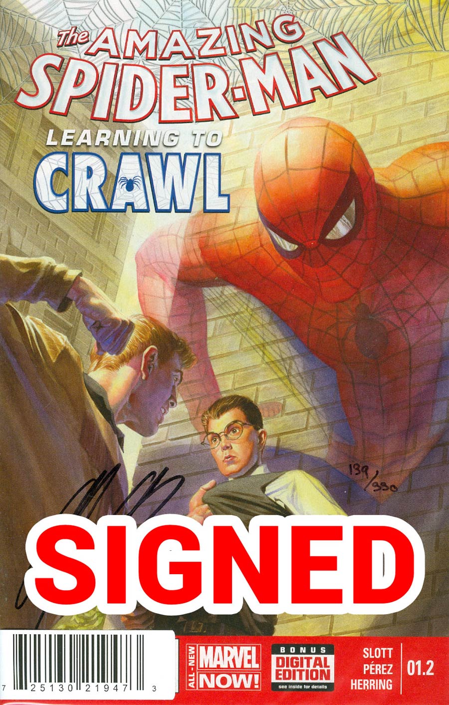 Amazing Spider-Man Vol 3 #1.2 Cover D DF Signed By Alex Ross