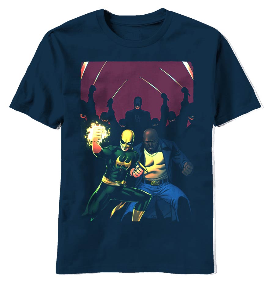 Daredevil Luke Cage Iron Fist Navy T-Shirt Large