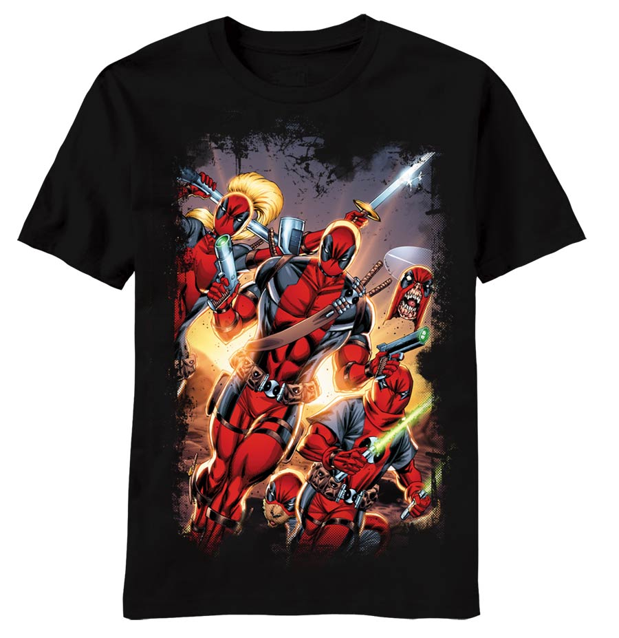 Deadpool Red Masked Black T-Shirt Large