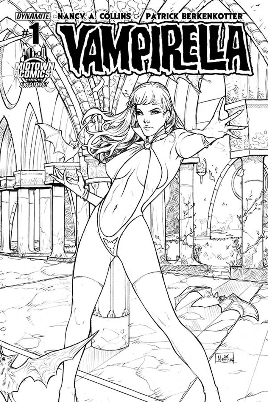 Vampirella Vol 5 #1 Cover J Midtown Exclusive Nei Ruffino Black & White Ultra-Limited Cover