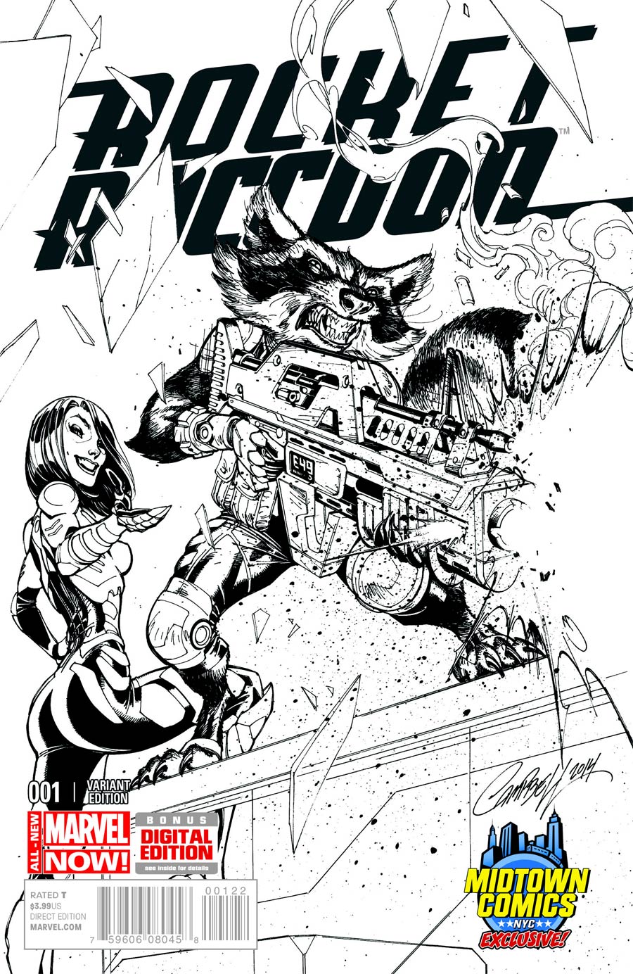 Rocket Raccoon Vol 2 #1 Cover C Midtown Exclusive J Scott Campbell Sketch Variant Cover