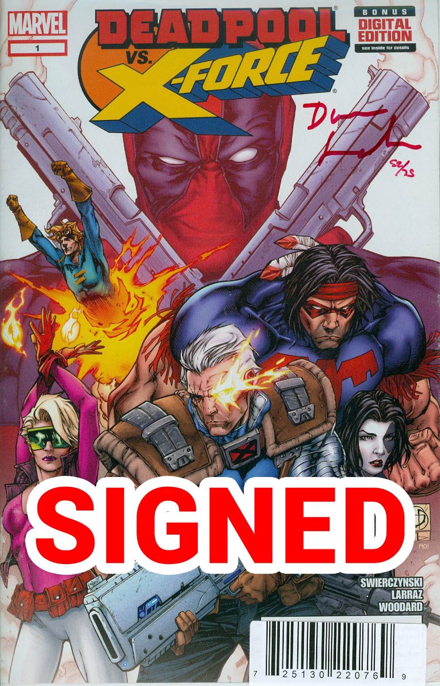 Deadpool vs X-Force #1 Cover D DF Signed In Blood Red By Duane Swierczynski