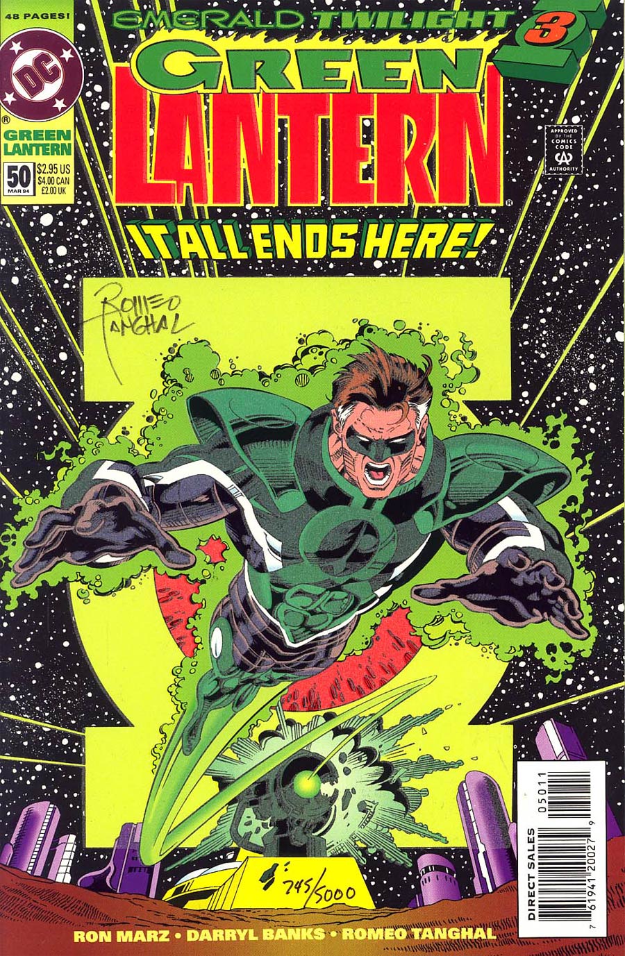 Green Lantern Vol 3 #50 Cover B DF Signed Exclusive Romeo Tanghal