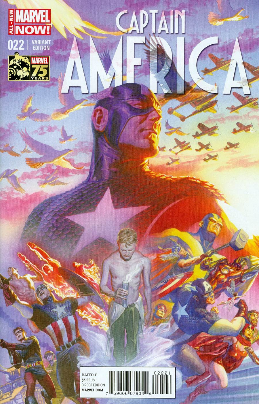 Captain America Vol 7 #22 Cover B Incentive Alex Ross 75th Anniversary Color Variant Cover