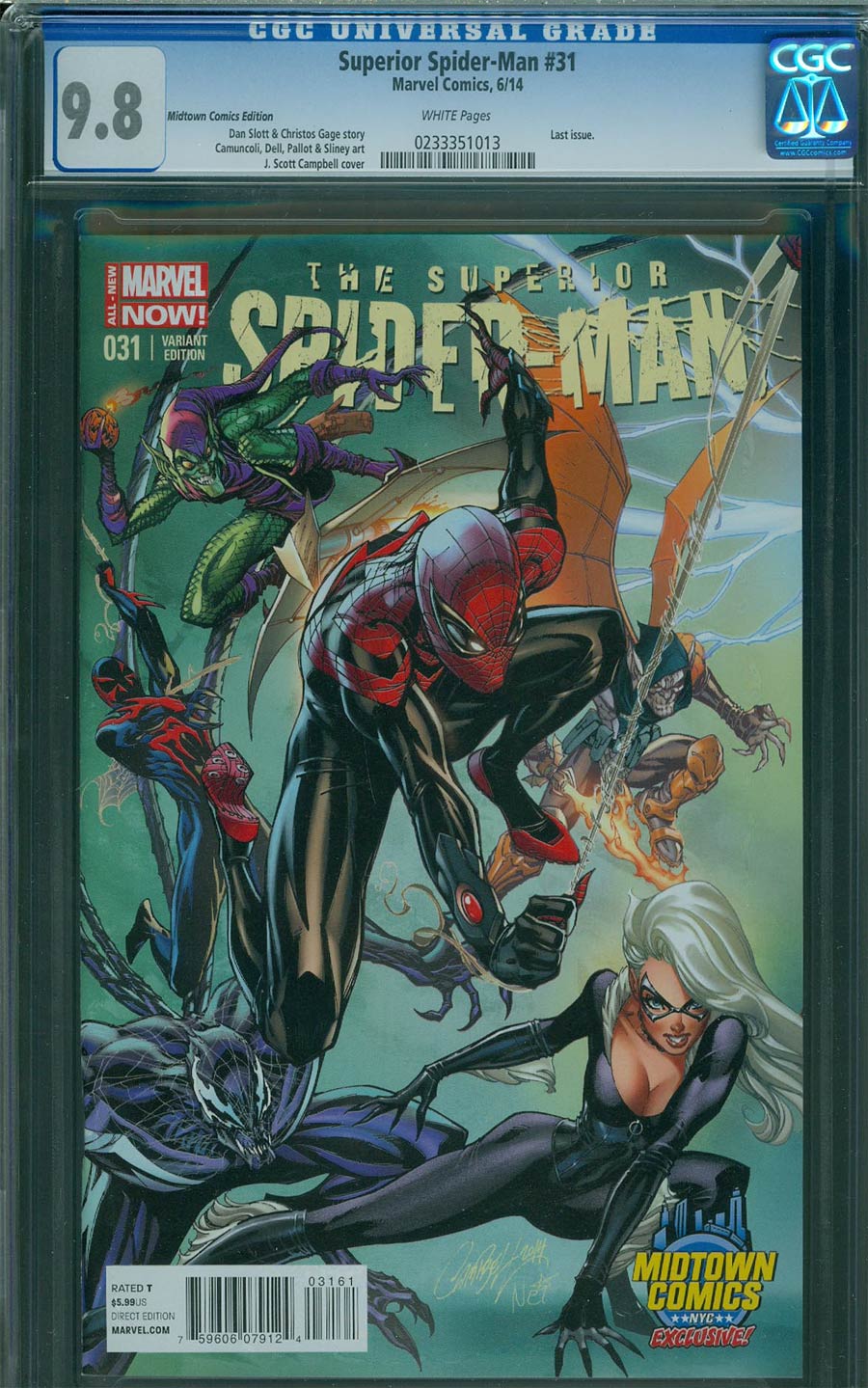 Superior Spider-Man #31 Cover H Midtown Exclusive J Scott Campbell Connecting Color Variant Cover CGC 9.8