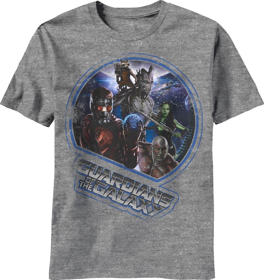 Guardians Of The Galaxy Guardianes Heather Grey Youth T-Shirt Large