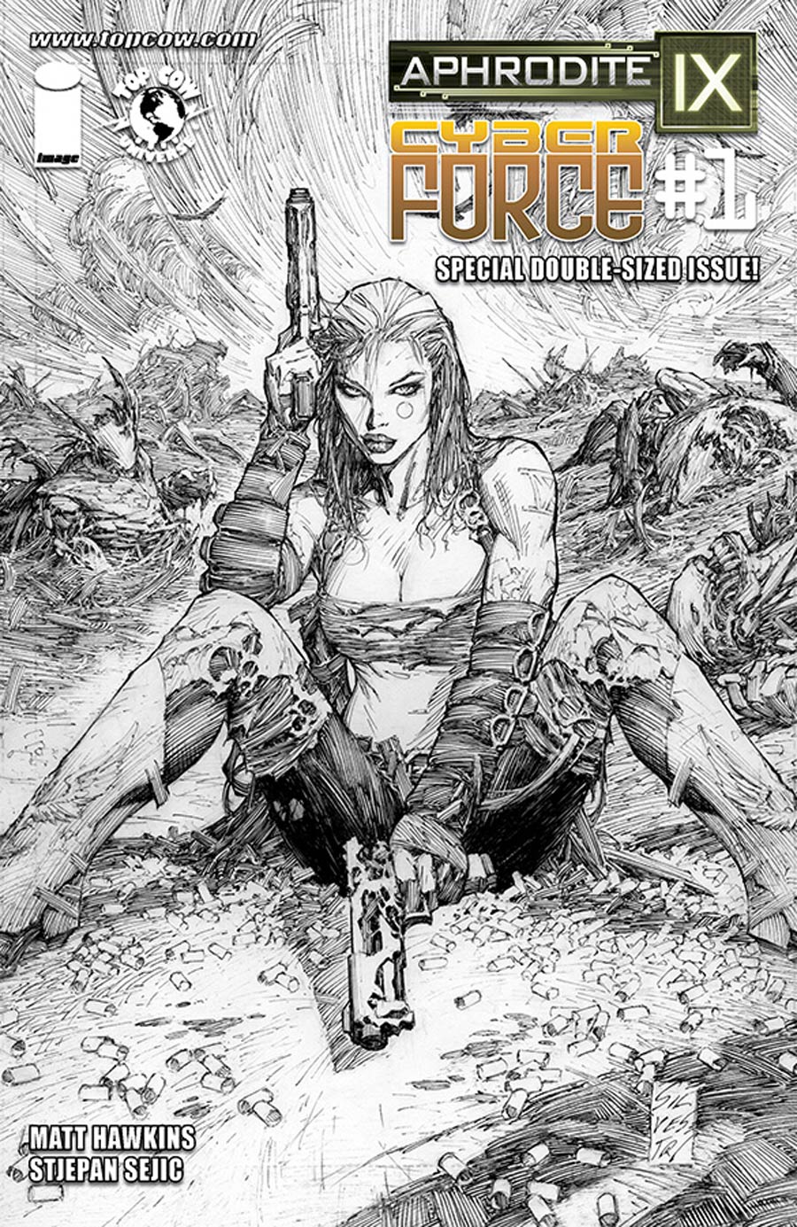 Aphrodite IX Cyberforce #1 Cover D Incentive Marc Silvestri Black & White Cover