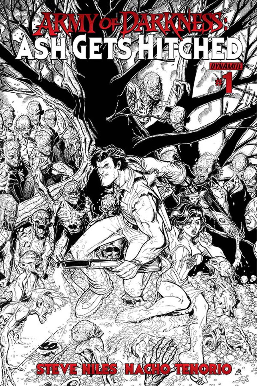 Army Of Darkness Ash Gets Hitched #1 Cover I Incentive Nick Bradshaw Black & White Line Art Cover