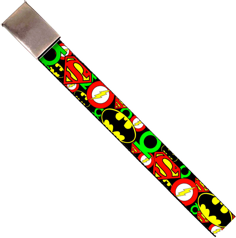 DC Comics 1.5-Inch Gloss Web Belt - Justice League Symbols Stacked