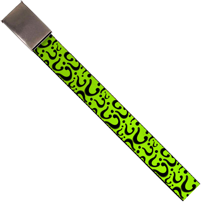 DC Comics 1.5-Inch Gloss Web Belt - Riddler Symbol Black On Green