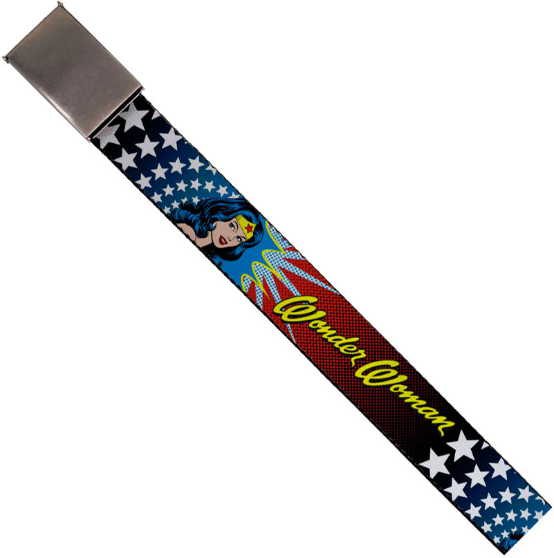 DC Comics 1.5-Inch Gloss Web Belt - Wonder Woman Logo Face & Stars