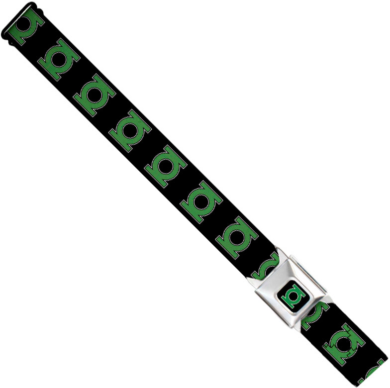 DC Comics Seatbelt-Style Belt 24-38 Inches - Green Lantern Symbol Green On Black